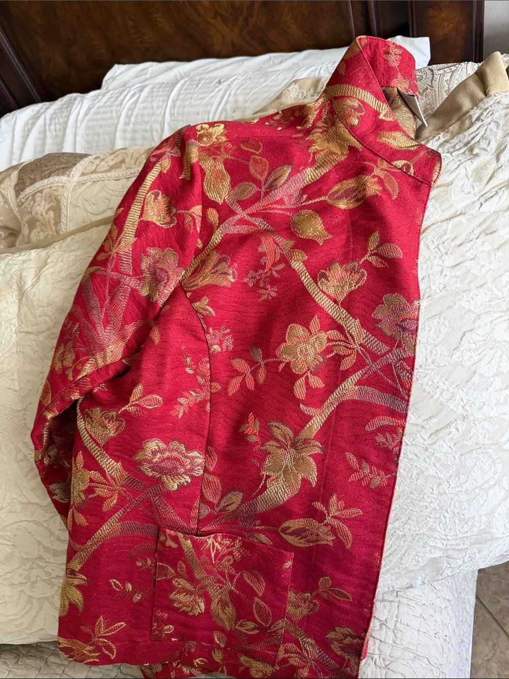 VINTAGE Chicos gold red plum Asian jacket size Medium 8-10 - Picture 8 of 16